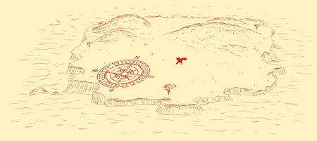 Treasure Island with a place buried treasure. のイラスト素材