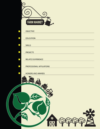 Resume at the farmers market. Vector illustration.のイラスト素材