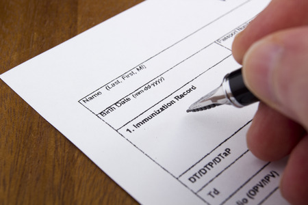 Vaccination Documentation sheet filled when performing vaccinations.の写真素材