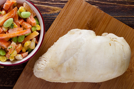 Chicken breast with vegetables, white chicken meat.の写真素材
