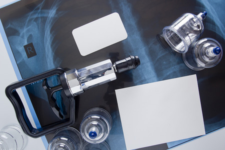 Set for vacuum massage and treatment of respiratory disease.