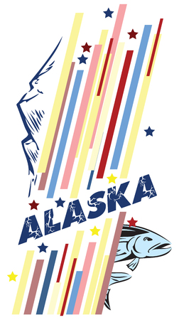 BannerAlaska for the presentation of the US state. Vector illustration.のイラスト素材