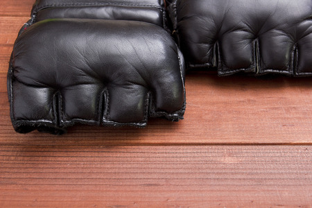 Leather Gloves for fighting without rules and boxing.の写真素材