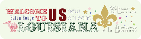 Sticker Welcome to Louisiana with the symbols of the state.のイラスト素材