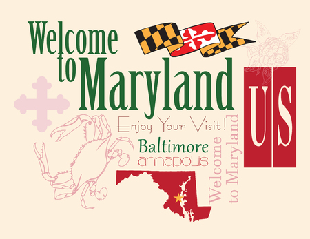 Banner Maryland a map with the symbol of the state. Vector illustration.のイラスト素材