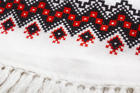 Classic pattern embroidered tablecloths made in Ukrainian style.の写真素材