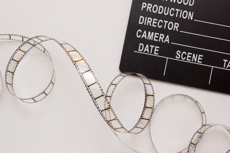 Clapper for the film industry and film.の写真素材