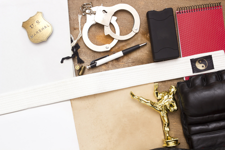 A police officer recommended martial arts classes.の写真素材