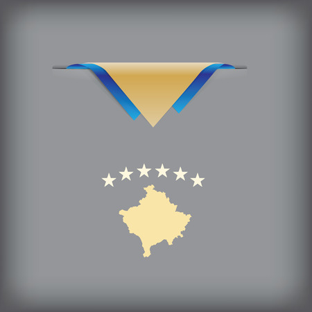 Kosovo - a banner with the elements of the flag.のイラスト素材