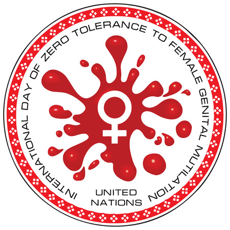 Stamp International Day of Zero Tolerance to Female Genital Mutilation. United Nations.のイラスト素材