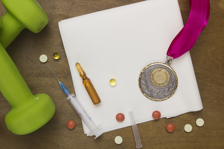 The use of doping for sports records. Doping set for victory.の写真素材