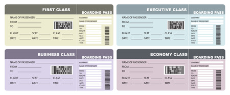 Set Plane tickets given four options class.のイラスト素材