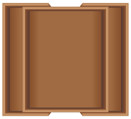 Wooden container is transformed to the size of the kitchen drawer.のイラスト素材