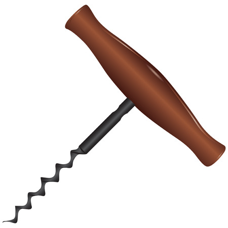 A classic wine corkscrew with wooden handle.のイラスト素材