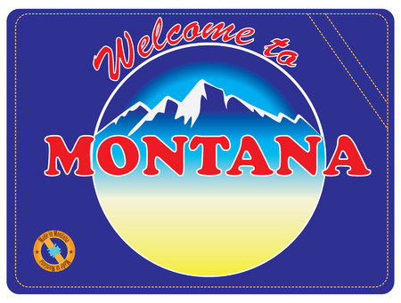 Invitation to Montana, United States. Road sign Welcome to Montana.のイラスト素材