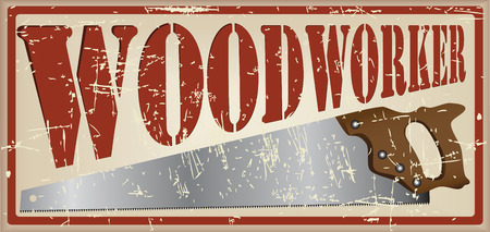 Vintage card carpenter. The card text and image saws for working with wood.のイラスト素材