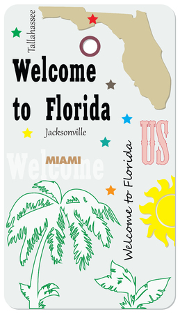 Label Florida, United States of America. Welcome to Florida - Mark.のイラスト素材