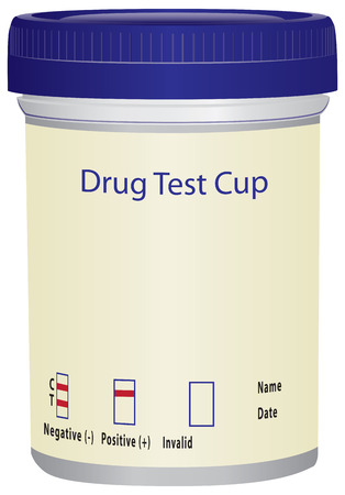 Plastic cup to test for drugs. illustration.のイラスト素材