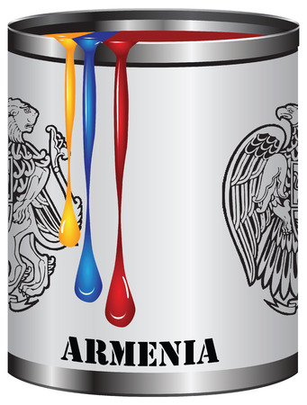 Paint in a can match the color of the flag of Armenia.のイラスト素材