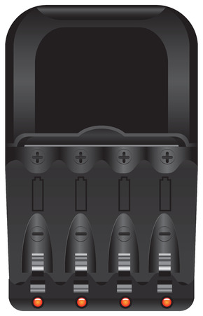 Industrial battery charger to charge AA-batteries. Vector illustration.のイラスト素材