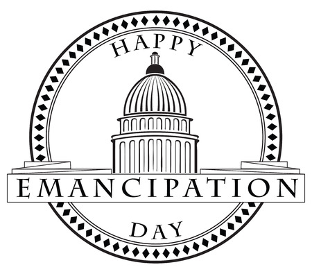 Stamp imprint with the Capitol - Happy Emancipation Day.のイラスト素材