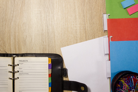 The contents of a business workspace organized and composed.