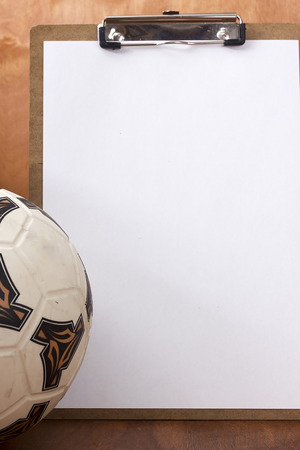 Set for a trainer on a wooden tableの写真素材