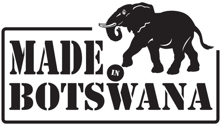Stamp imprint - Made in Botswana, Illustration contains elephant symbol.のイラスト素材