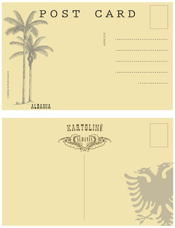 Vintage postcard Albania. Back side an old postcard.のイラスト素材