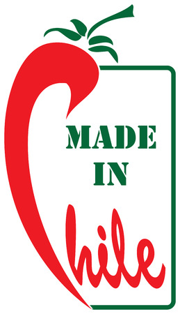 Stamp imprint Made in Chile. Industrial symbol depicting hot peppers.のイラスト素材
