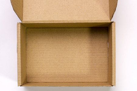An open cardboard box on a white background