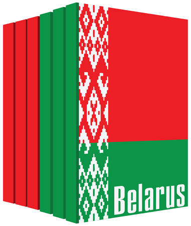 A set of books about Belarus, stylized cover under the state flag of the country.のイラスト素材