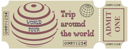 Ticket for a round-the-world cruise, the ticket is made in a vintage manner.のイラスト素材