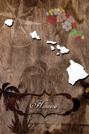 Poster Hawaii state map outline. Styling for tourism.の写真素材