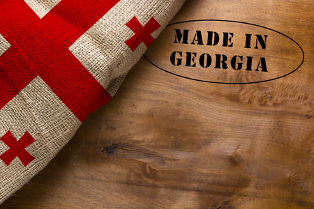 Stamp Made in Georgia, poster with the national flag of Georgia.の写真素材