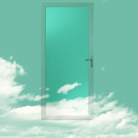 Abstract composition, a door in the cloudsの写真素材