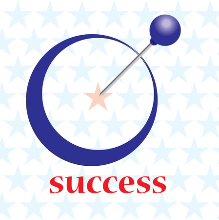 The symbol of success is the pin that falls into the target.のイラスト素材