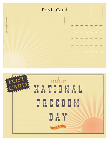 Old postcard. Day of national freedom. Turnover and the front of the card for the celebration of National Freedom Day in the United Statesのイラスト素材