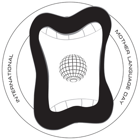 International Mother Language Day - circular symbol to date with abstract talking mouth.のイラスト素材