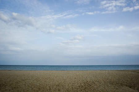 Sea view from the beach with sandの写真素材