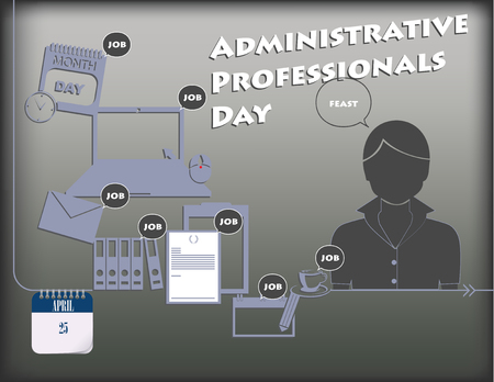 Holiday poster for Administrative Professionals Day or Secretary's Day. Vector.のイラスト素材