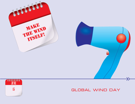 Calendar events of June - Congratulations for Global Wind Day. Make the wind itself!のイラスト素材