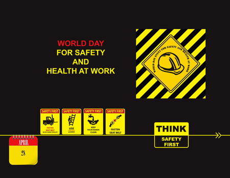 Calendar holiday of April - World Day for Safety and Health at Workのイラスト素材