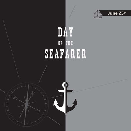 Poster for Day of the Seafarer with sea attributesのイラスト素材