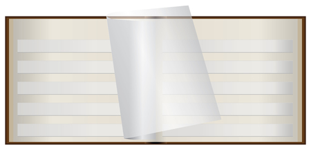 Open album for stamps with transparent tracing paper between pagesのイラスト素材