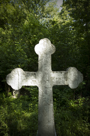 Stone cross in the old cemeteryの写真素材