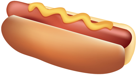 Sausage in a roll with mustard - Hot Dogのイラスト素材