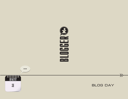 Beer mug on the postcard and International Blog Day. Vector illustration.のイラスト素材