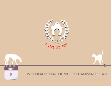 Calendar events of August - Congratulations for International Homeless Animals Dayのイラスト素材