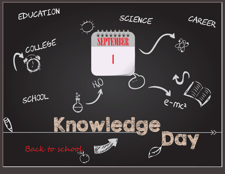 Calendar events of back to school - post card for Knowledge Dayのイラスト素材